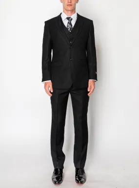 3 Piece Textured Suit - Black (560801)