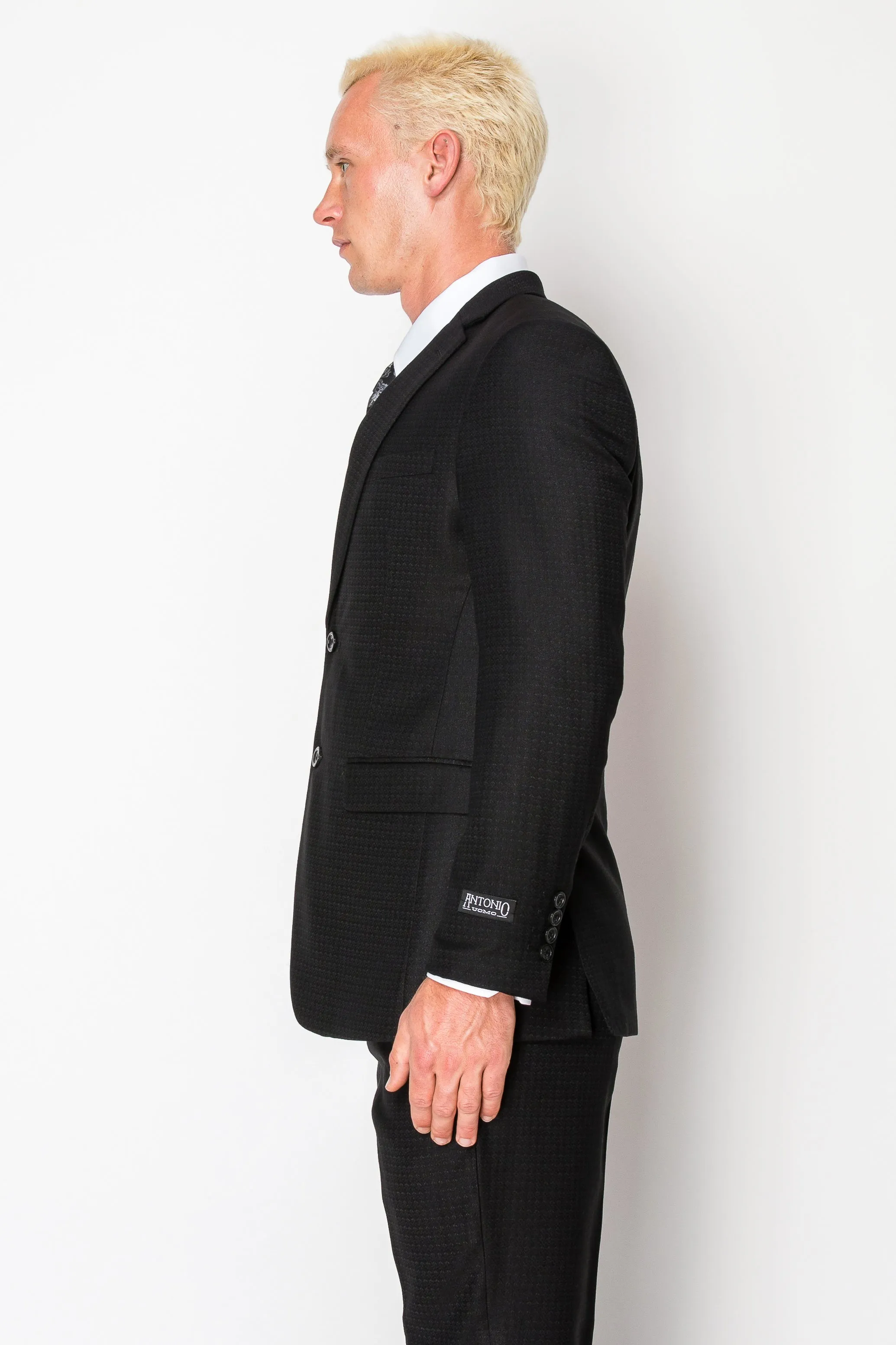 3 Piece Textured Suit - Black (560801)