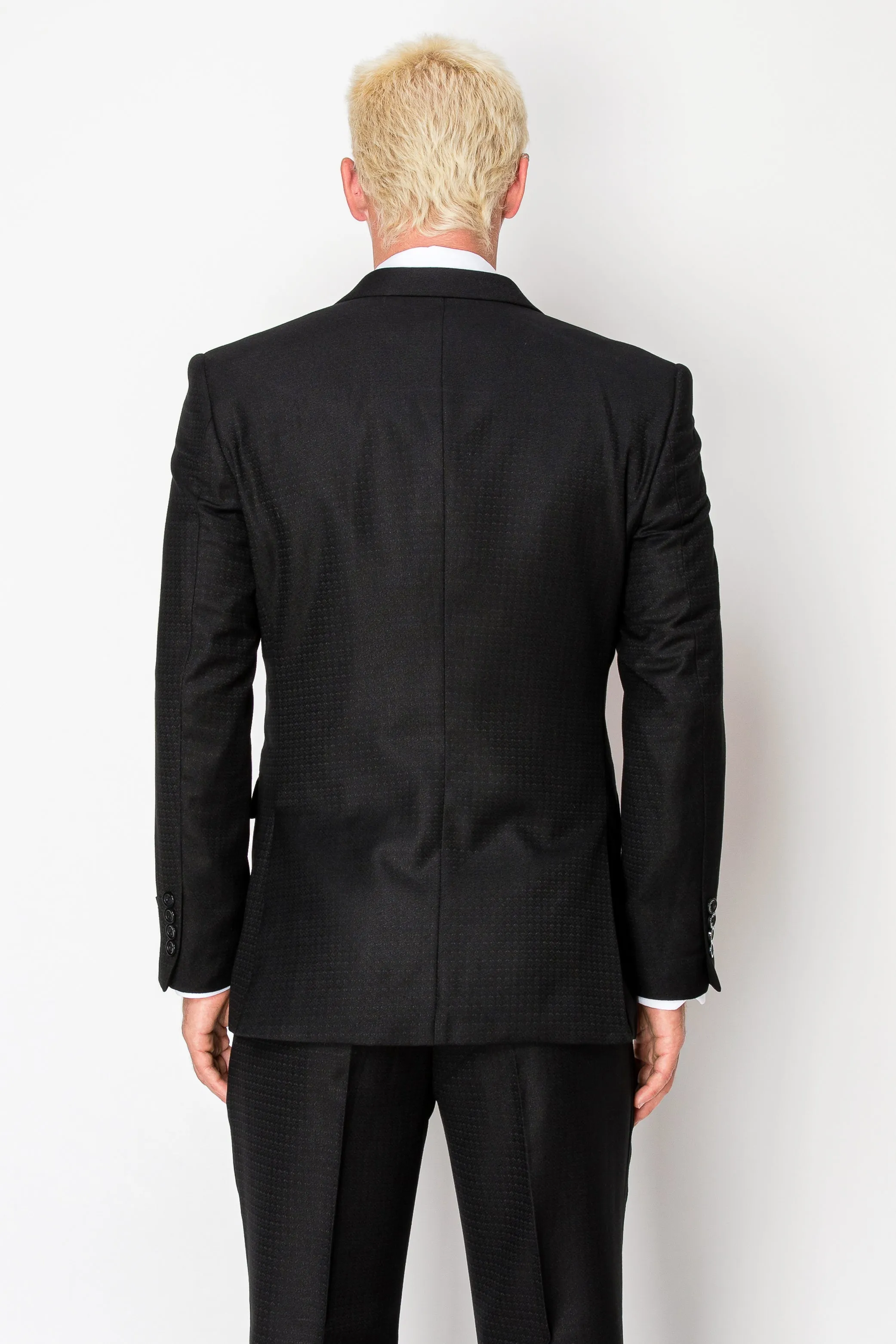 3 Piece Textured Suit - Black (560801)