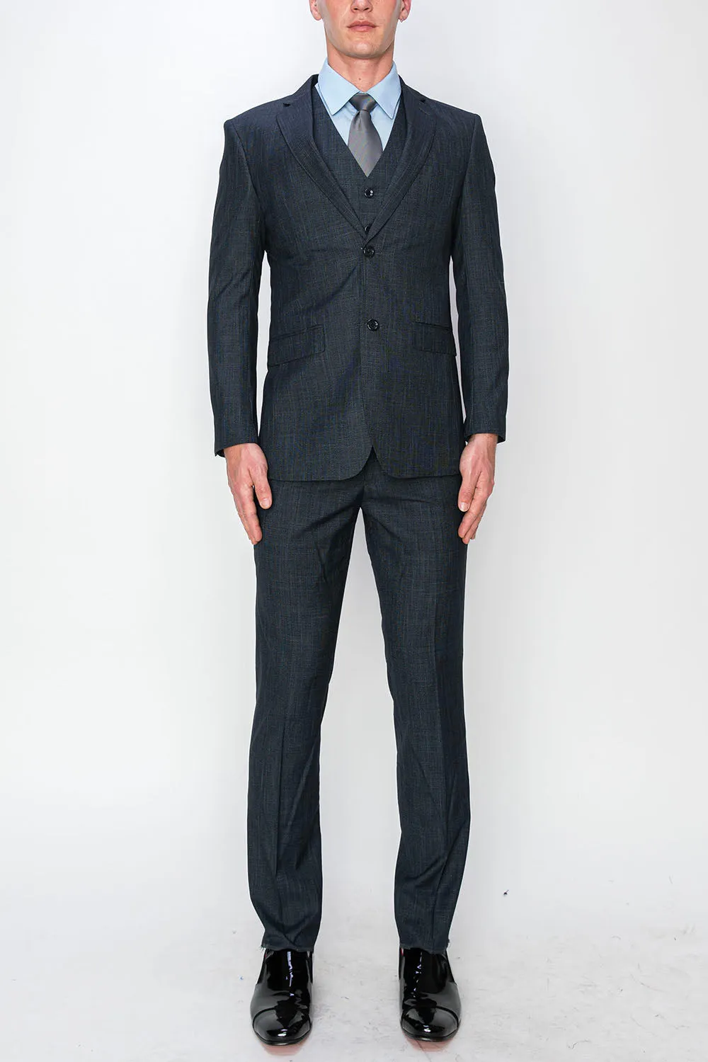 3 Piece Textured Suit - Grey (107605)