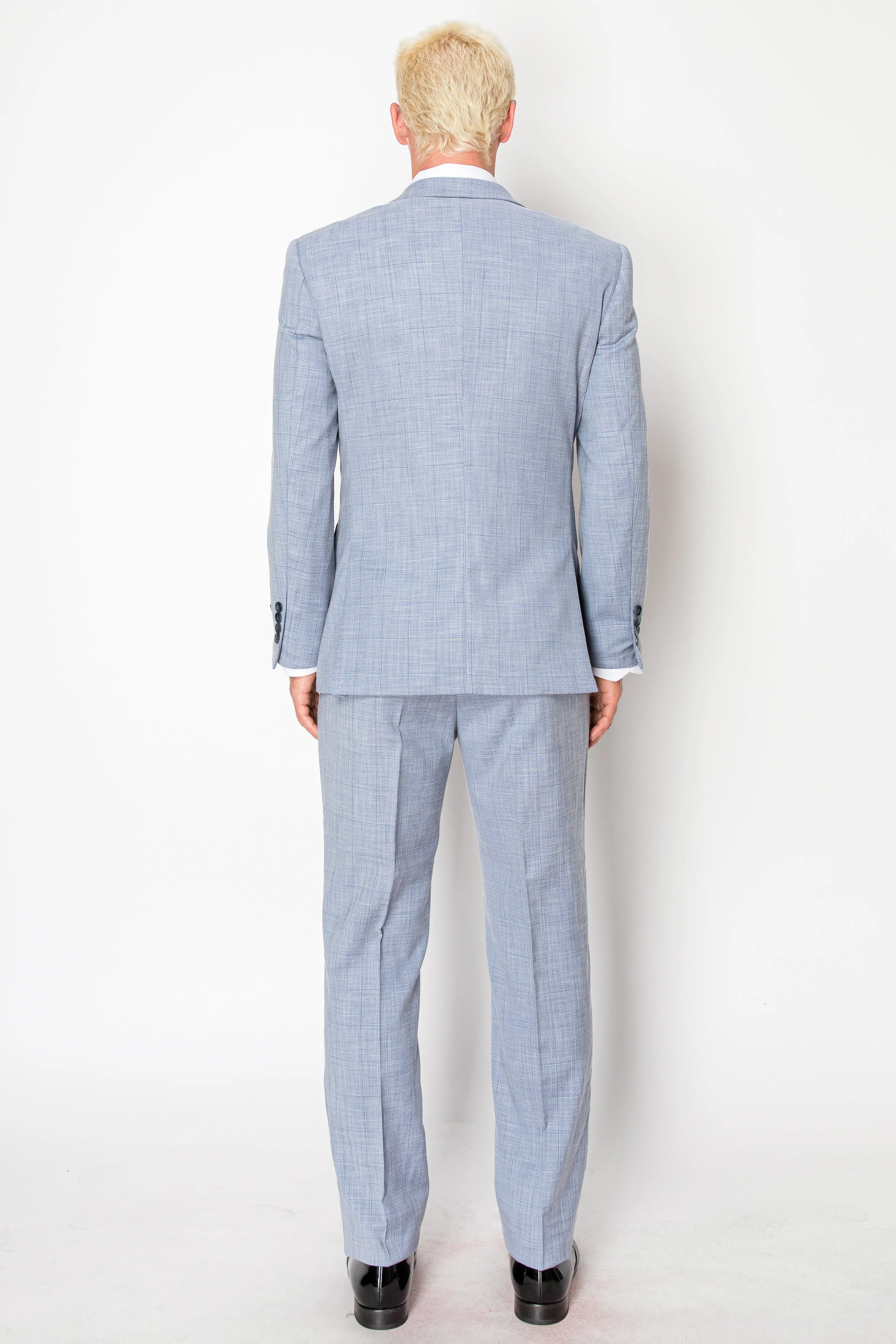 3 Piece Textured Suit - Light Blue (412904)