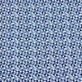 Abstract Blue Tiles Cotton Sateen Fabric