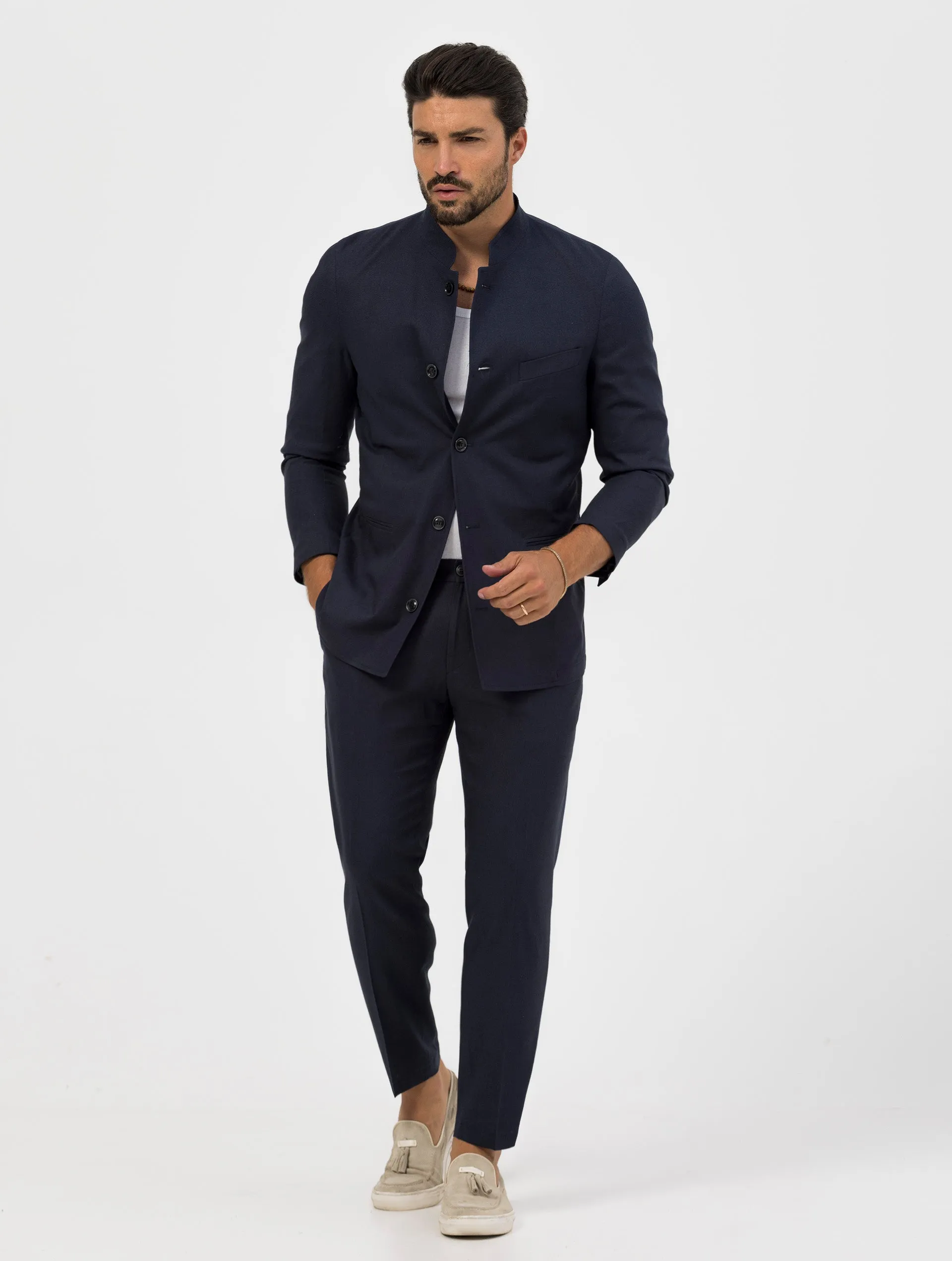 AKITA SINGLE BREASTED BLAZER IN BLUE NAVY