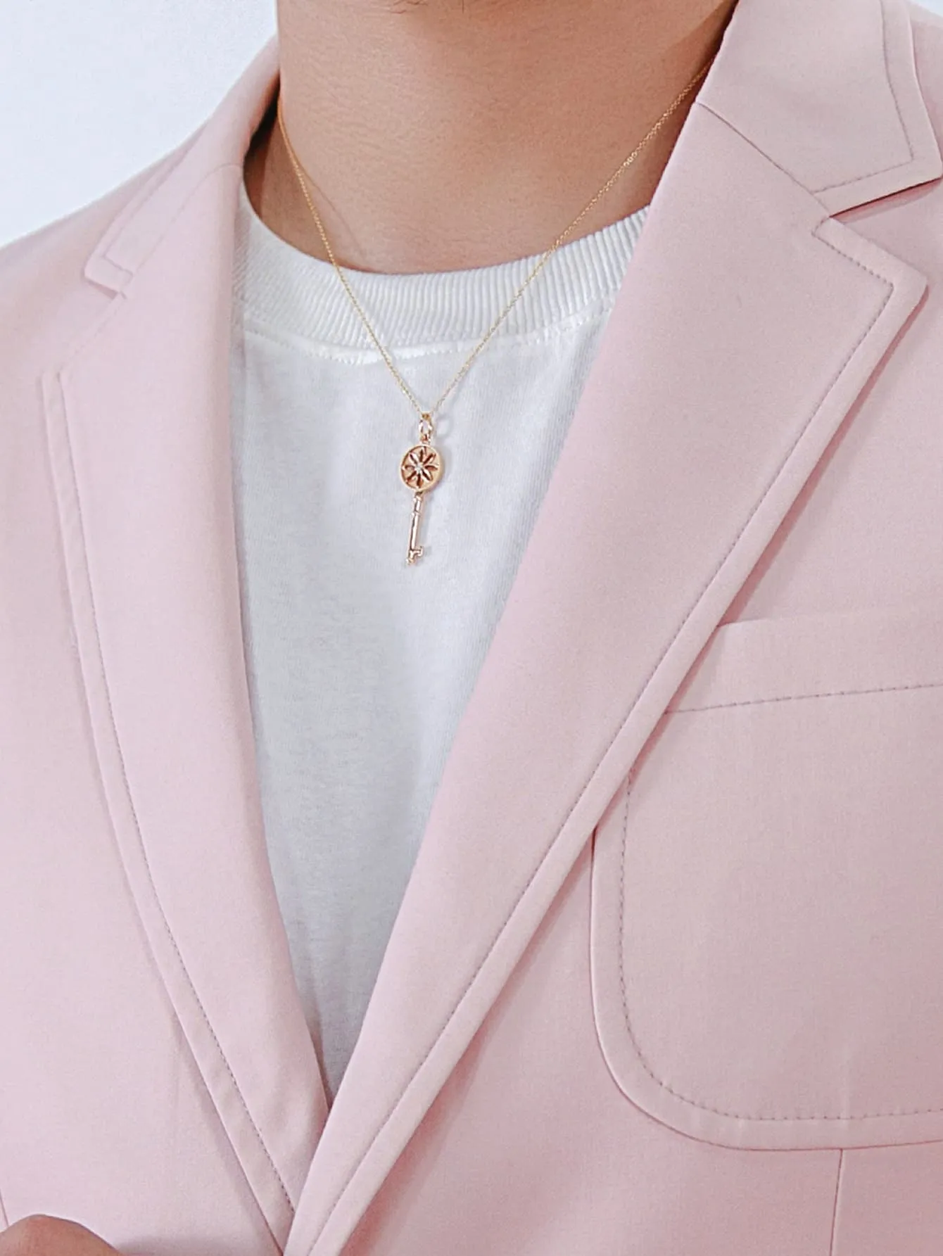 Baby Pink Single Breasted Flap Pocket Blazer