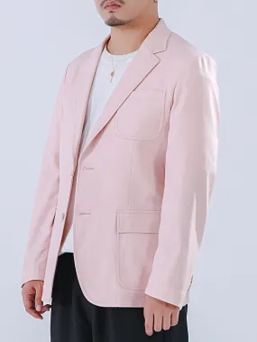 Baby Pink Single Breasted Flap Pocket Blazer