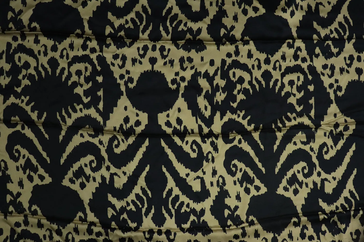 Black & Cream Ikat Printed Modal Satin Fabric