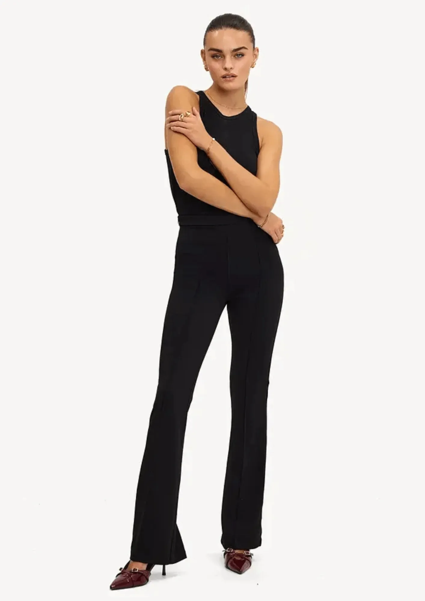 BLACK FLARED TROUSERS