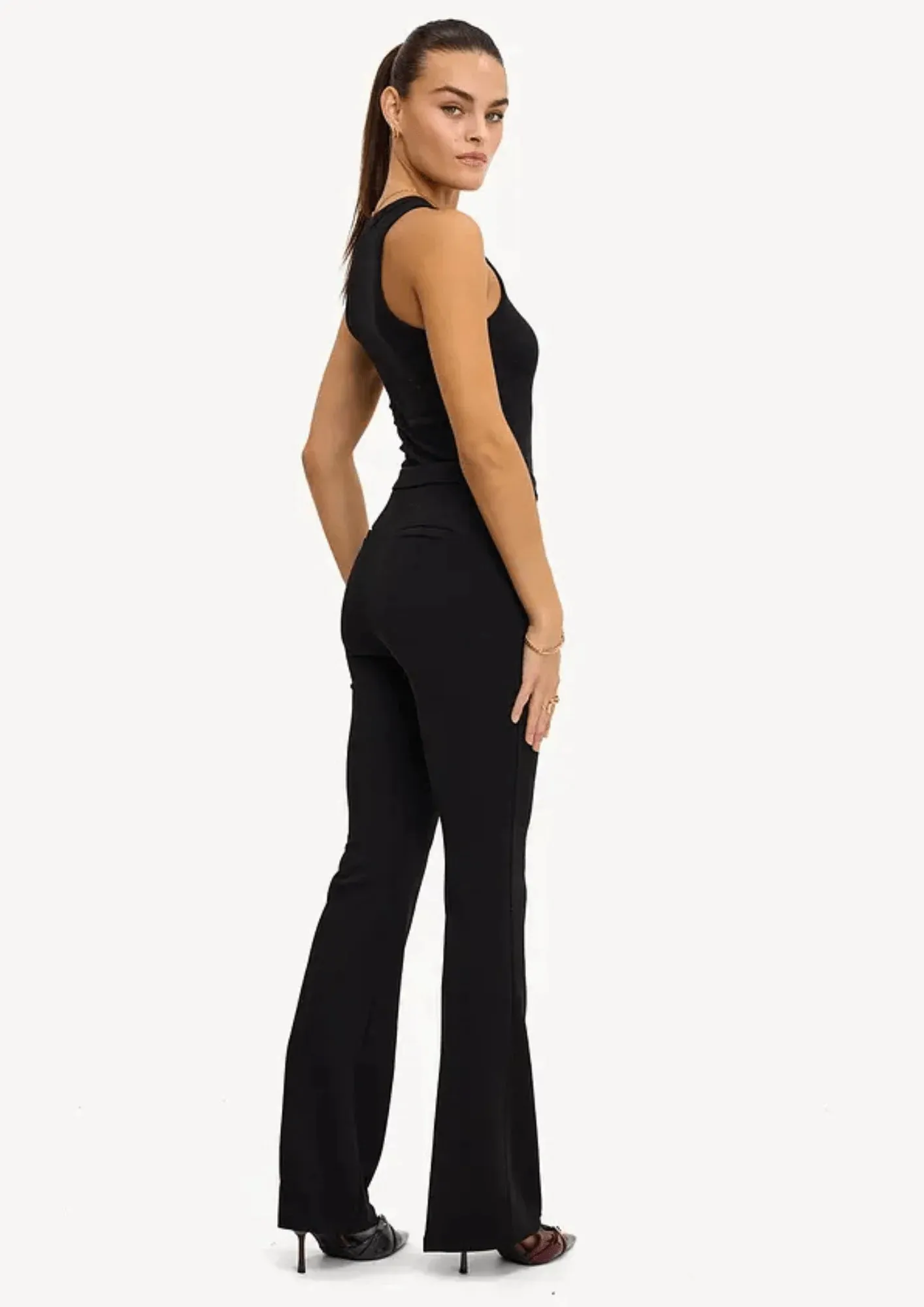 BLACK FLARED TROUSERS