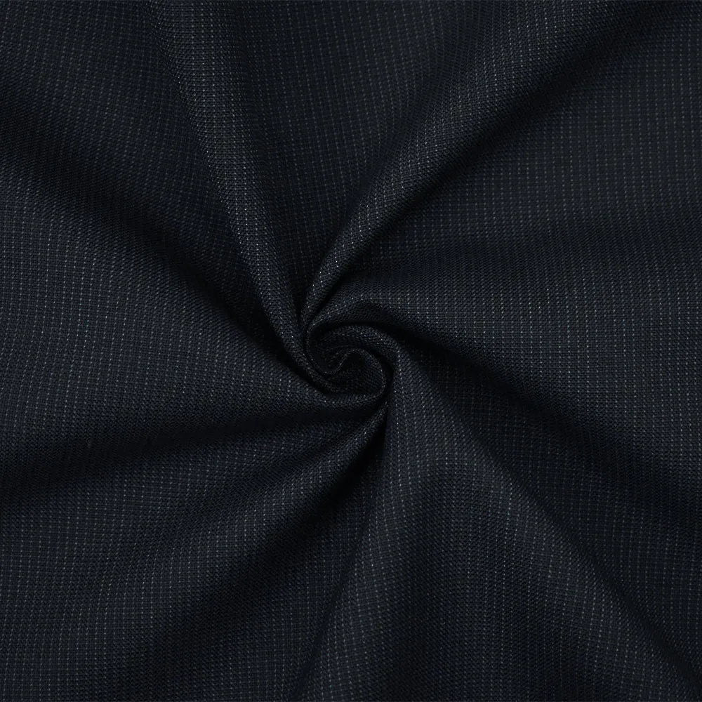 Black-Gray Wool Polyester Dobby Woven Suiting Fabric