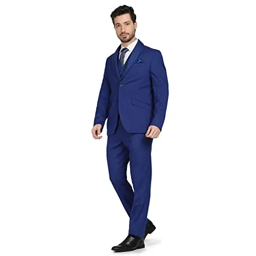 blackberrys Structured Polyester Blend Slim Fit Mens Suit (Blue, Size_40)