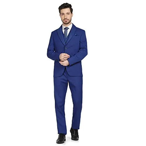 blackberrys Structured Polyester Blend Slim Fit Mens Suit (Blue, Size_40)