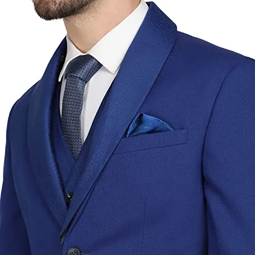 blackberrys Structured Polyester Blend Slim Fit Mens Suit (Blue, Size_40)