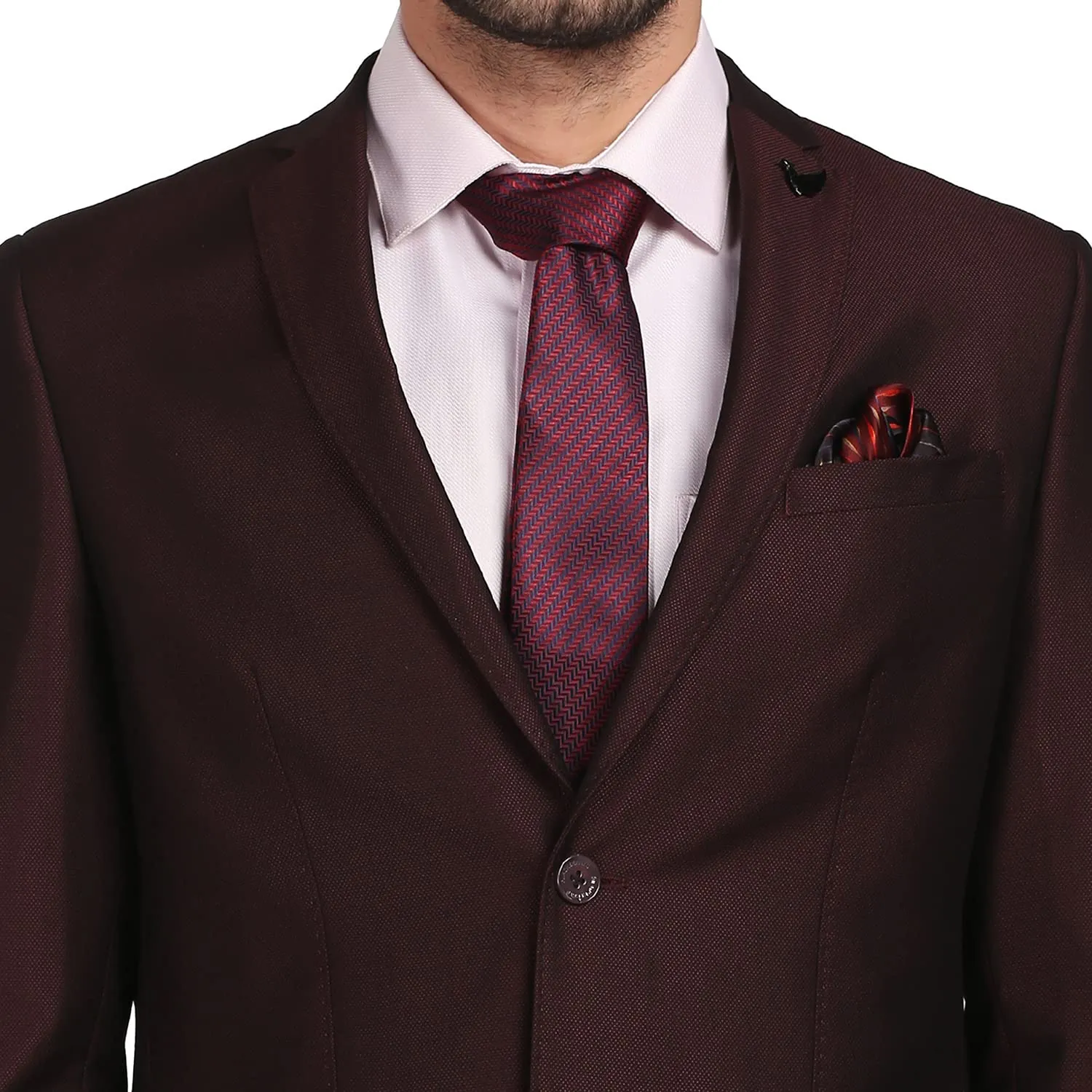 blackberrys Structured Polyester Blend Slim Fit Mens Suit (Purple, Size_40)