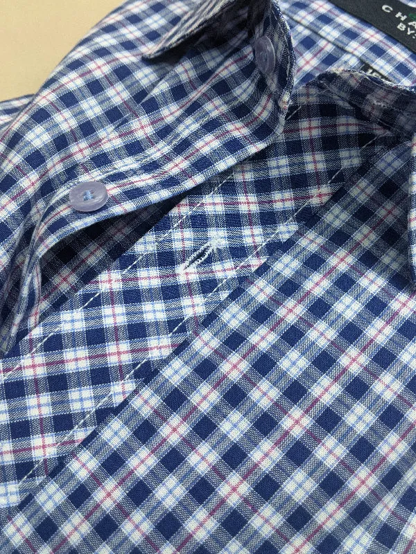 Blue Checks Formal Dress Shirt For Men MFS83