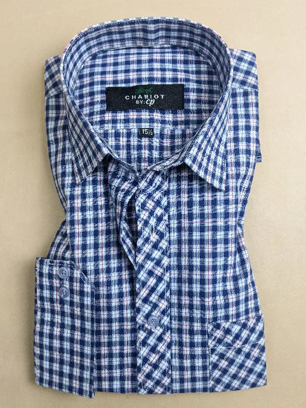 Blue Checks Formal Dress Shirt For Men MFS83