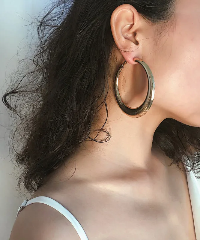 Boho Gold Metal Round Hoop Earrings ZZ004