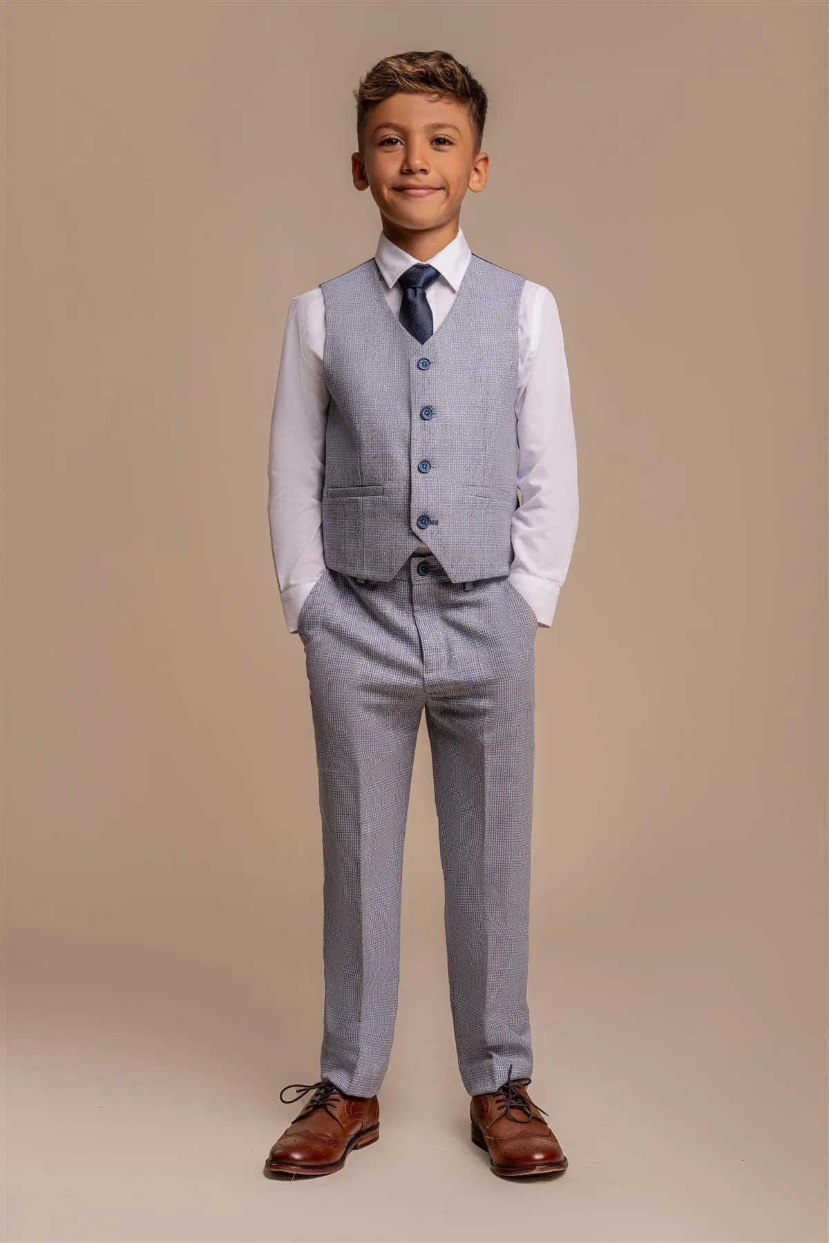 Boys Caridi Sky Three Piece Suit