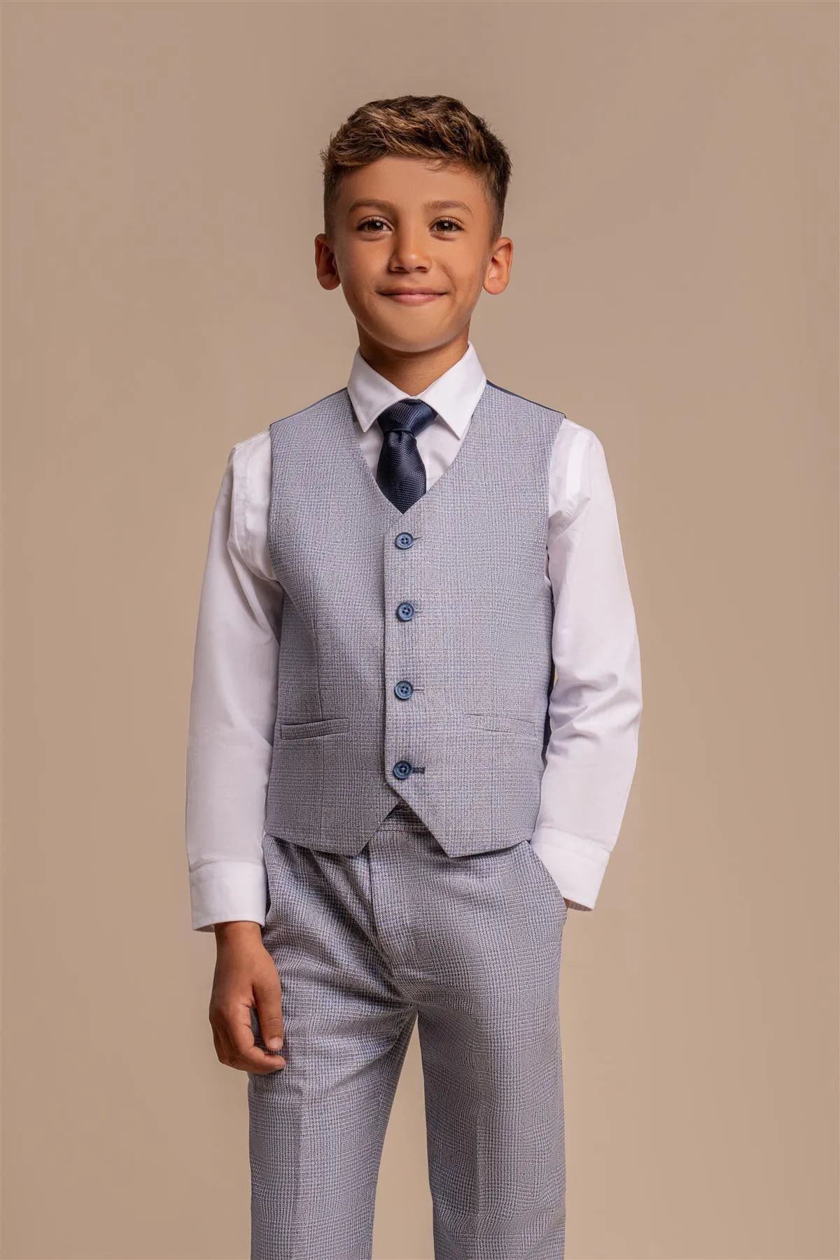 Boys Caridi Sky Three Piece Suit