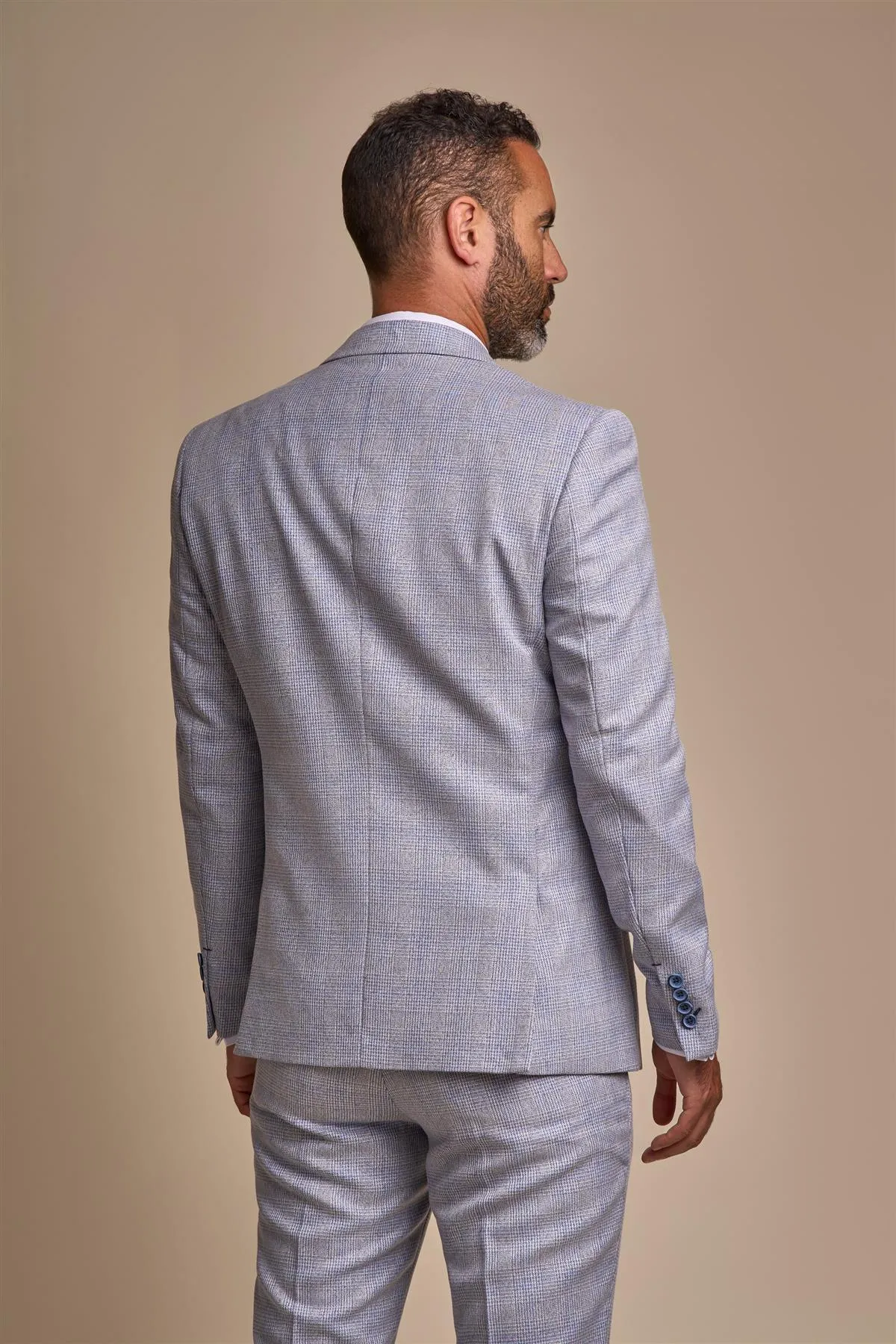 Caridi Sky Long Check Three Piece Suit