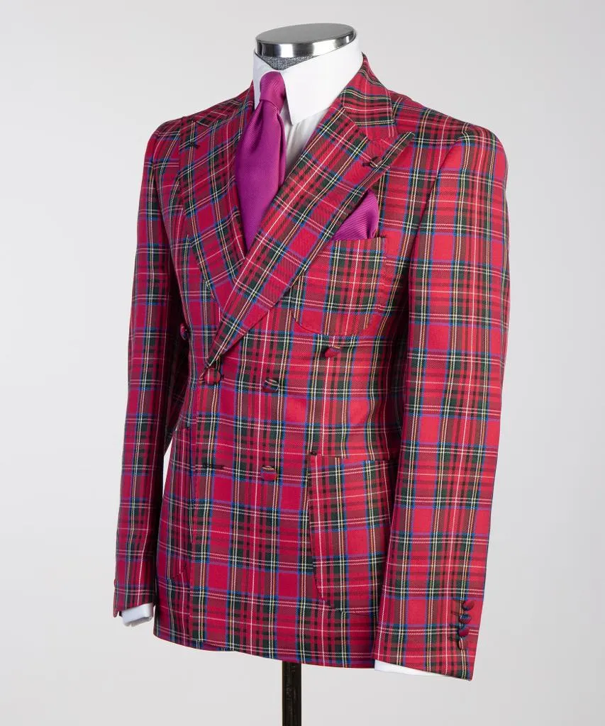 Classic Red Check Plaid Suit