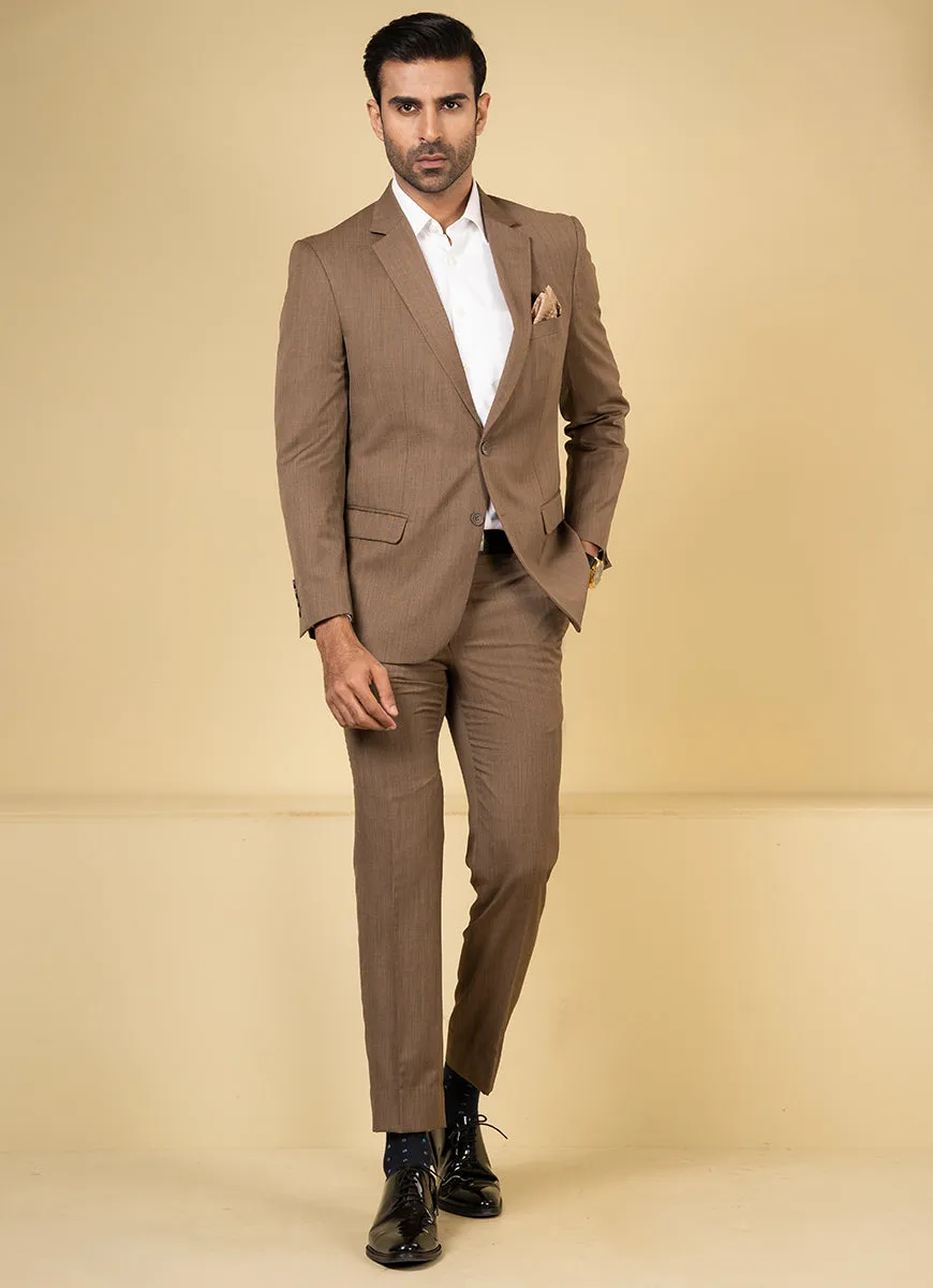 Classic Textured Brown Suit