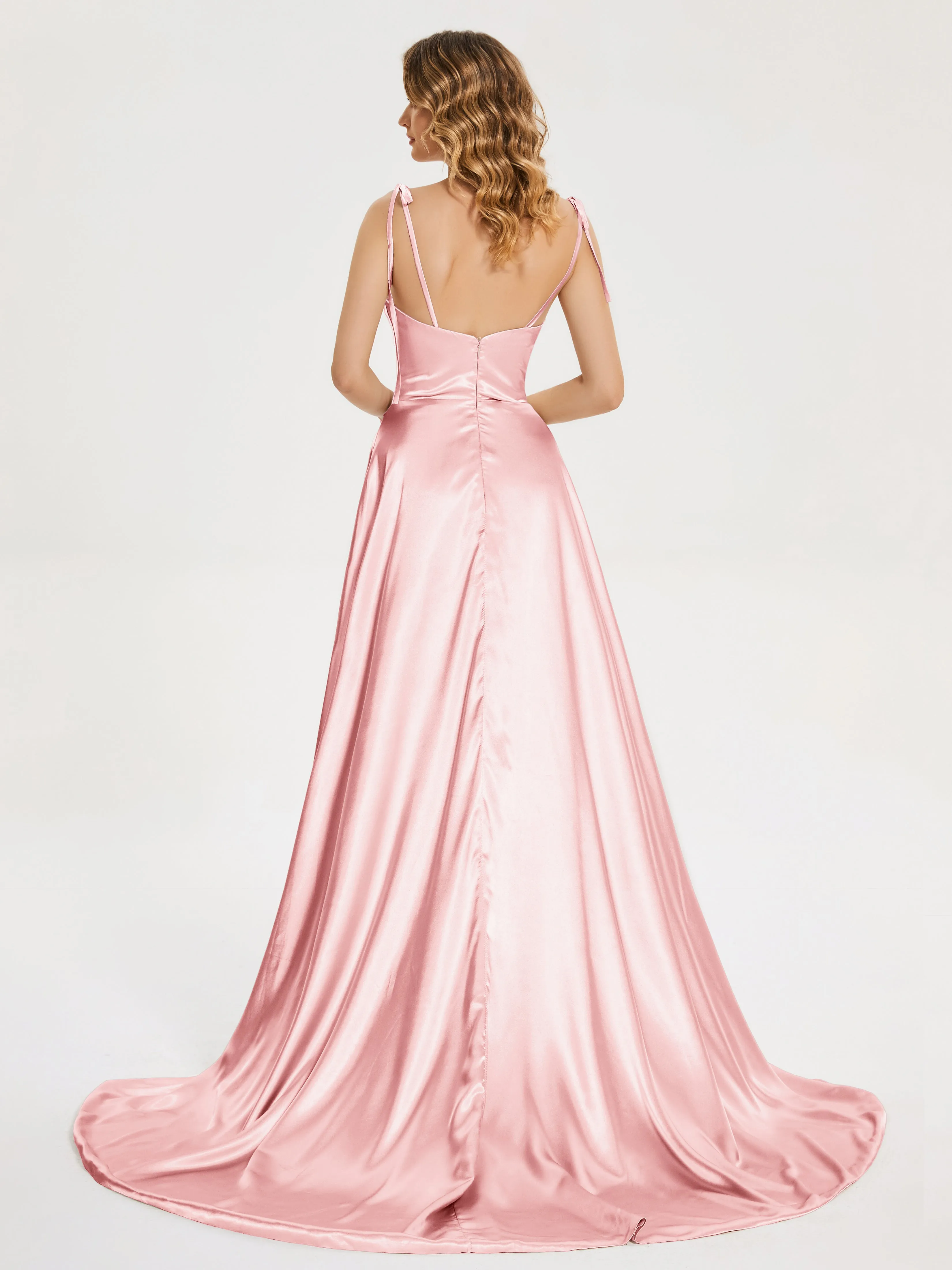 Cowl Court Train Soft Satin Prom Dresses