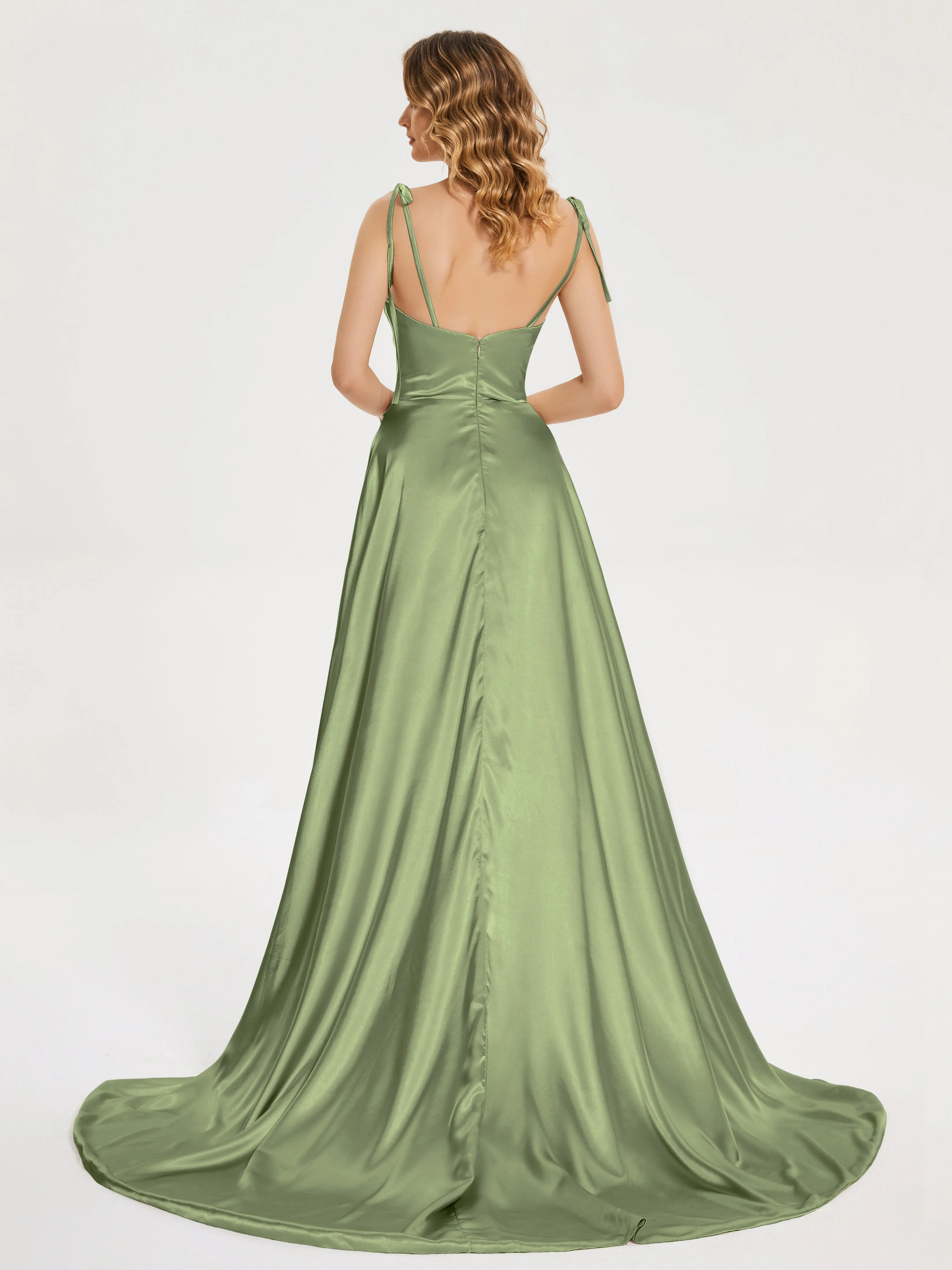 Cowl Court Train Soft Satin Prom Dresses