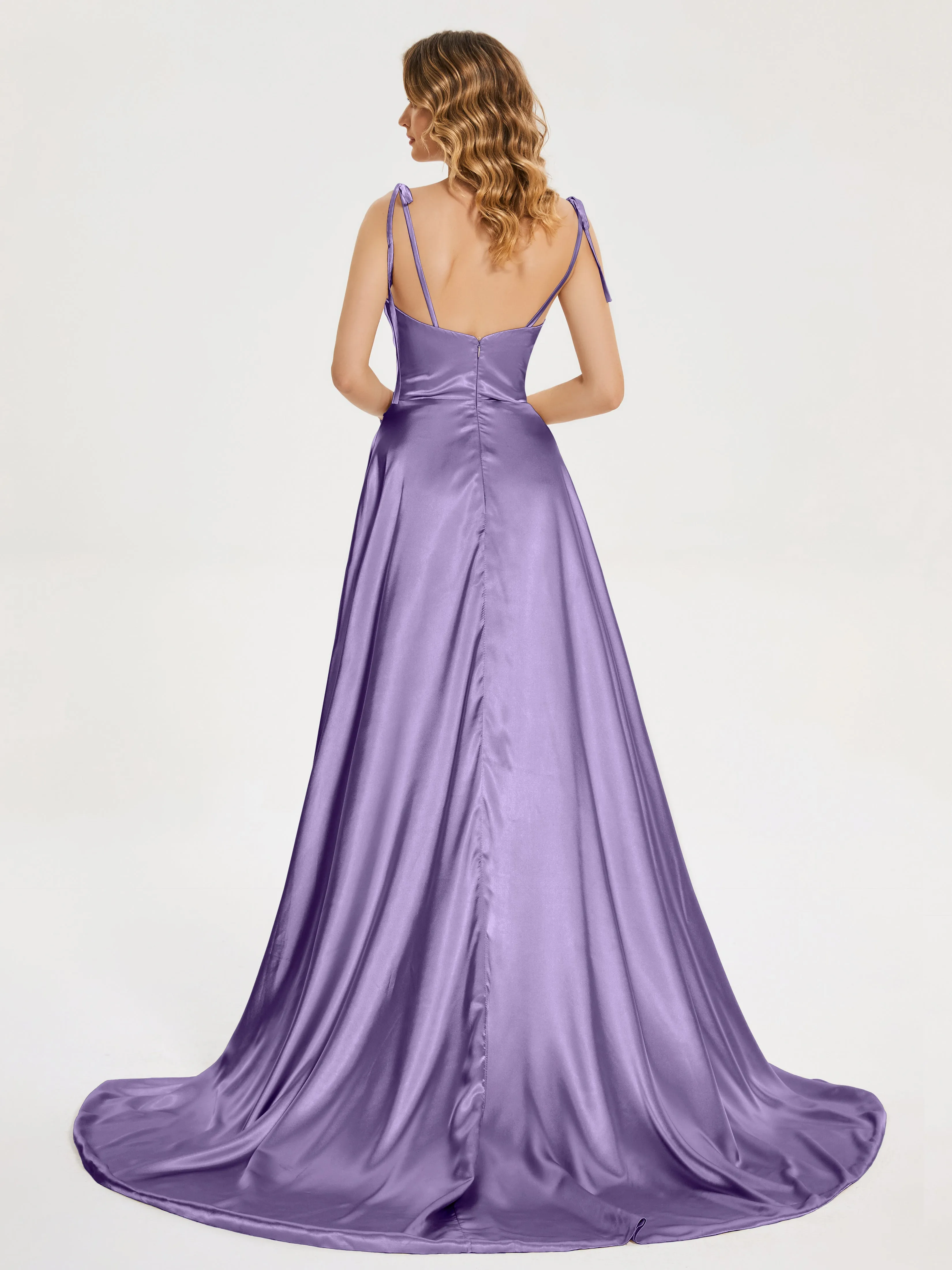 Cowl Court Train Soft Satin Prom Dresses