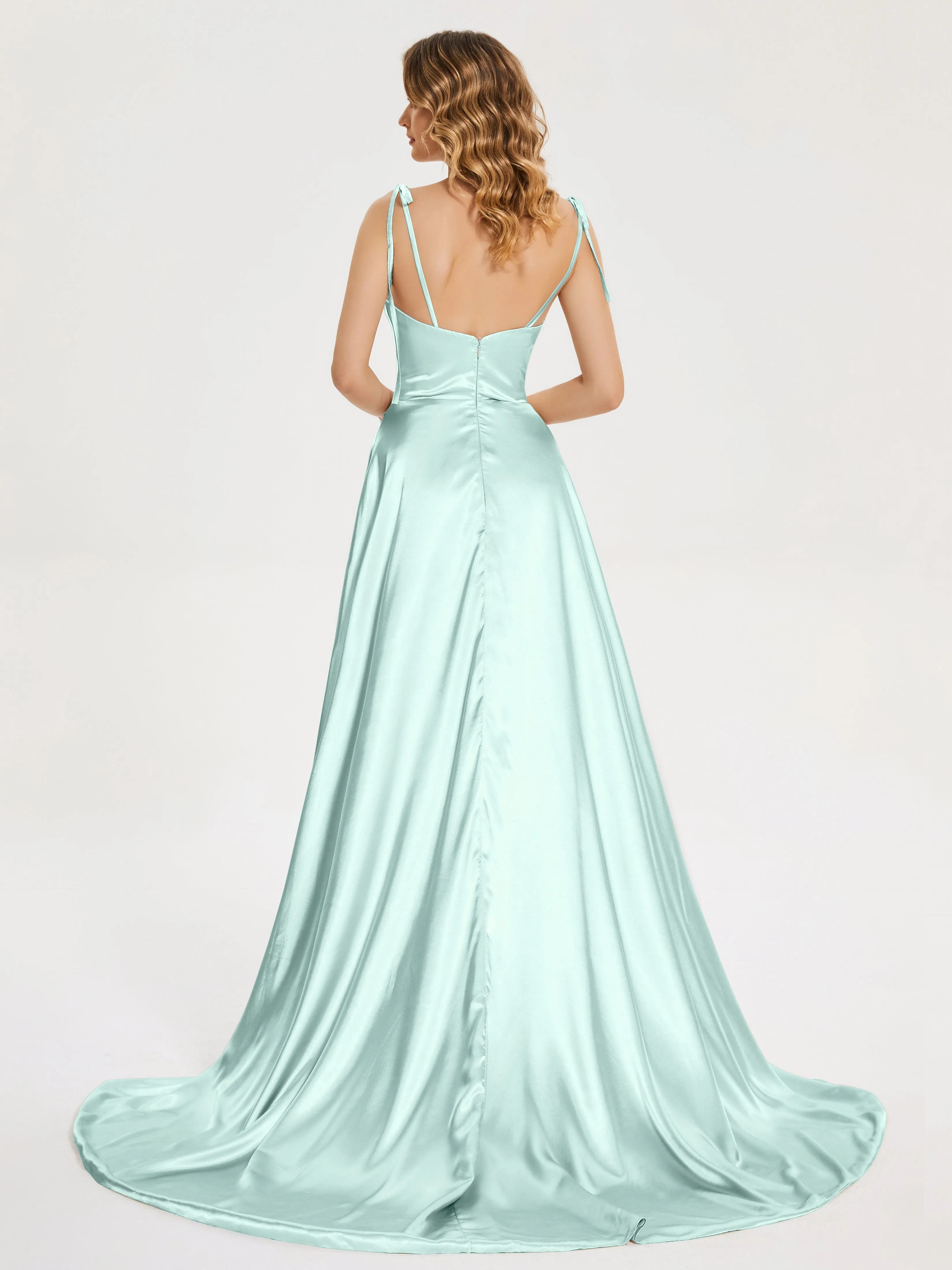 Cowl Court Train Soft Satin Prom Dresses