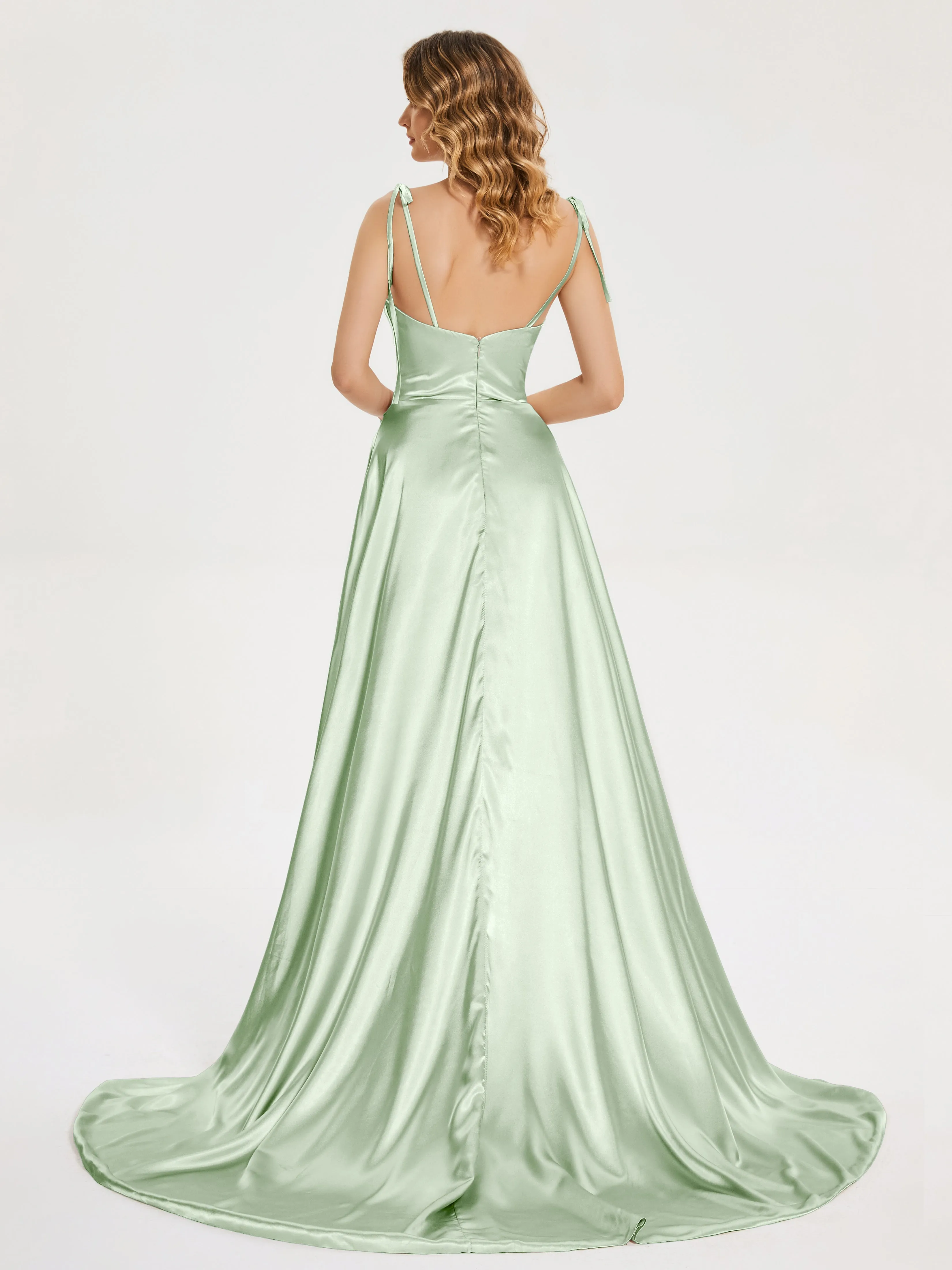 Cowl Court Train Soft Satin Prom Dresses