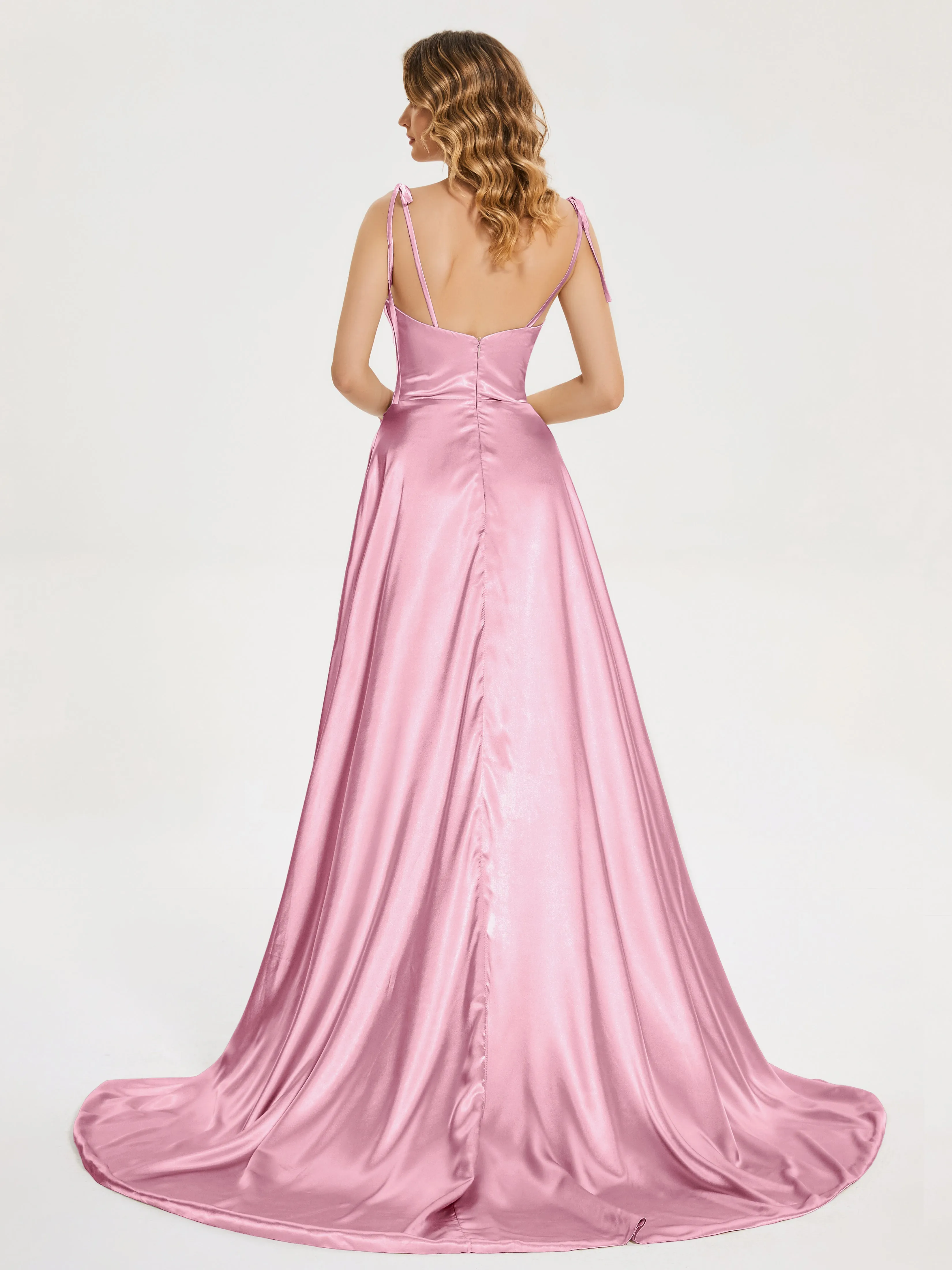 Cowl Court Train Soft Satin Prom Dresses