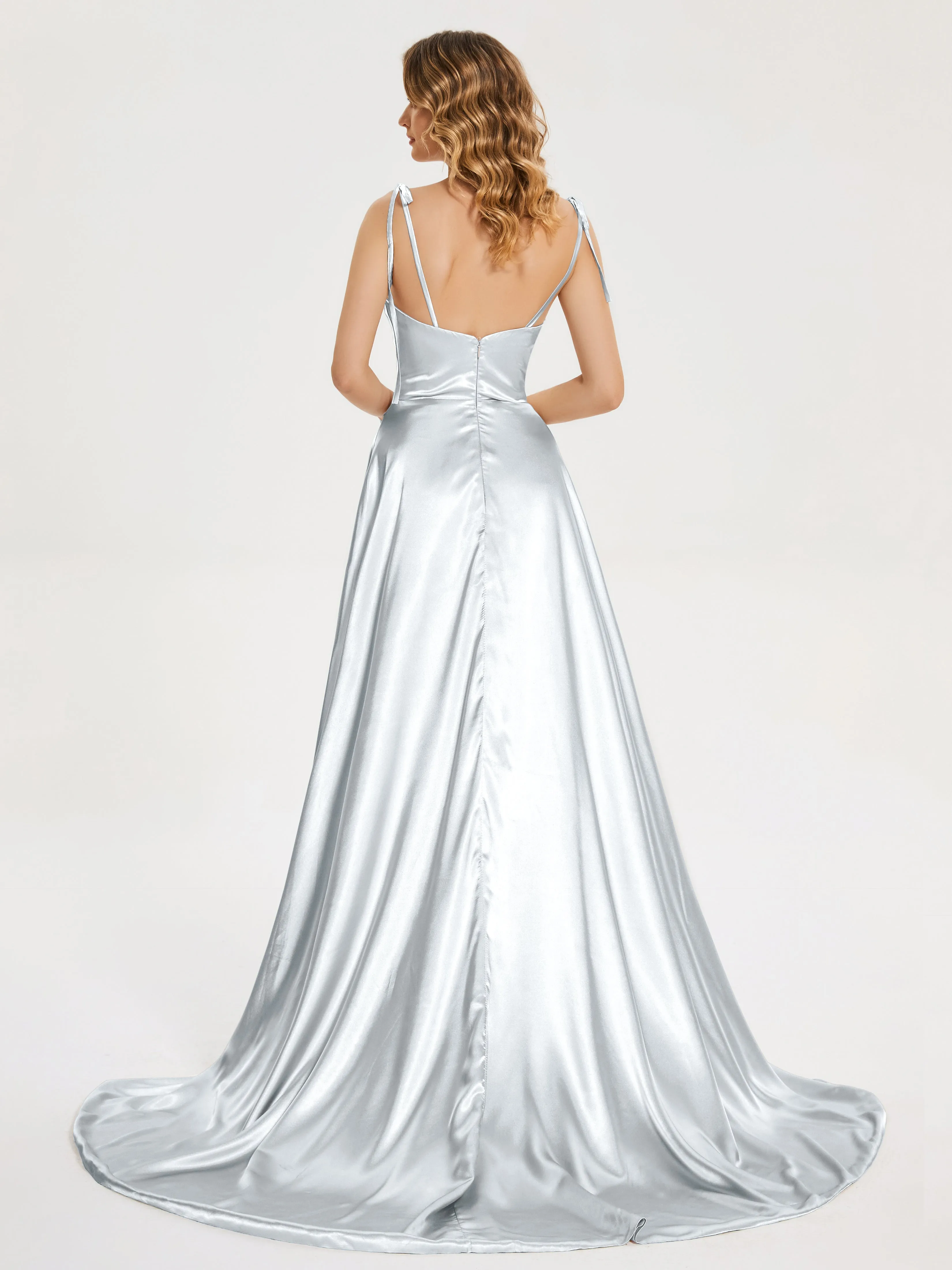 Cowl Court Train Soft Satin Prom Dresses