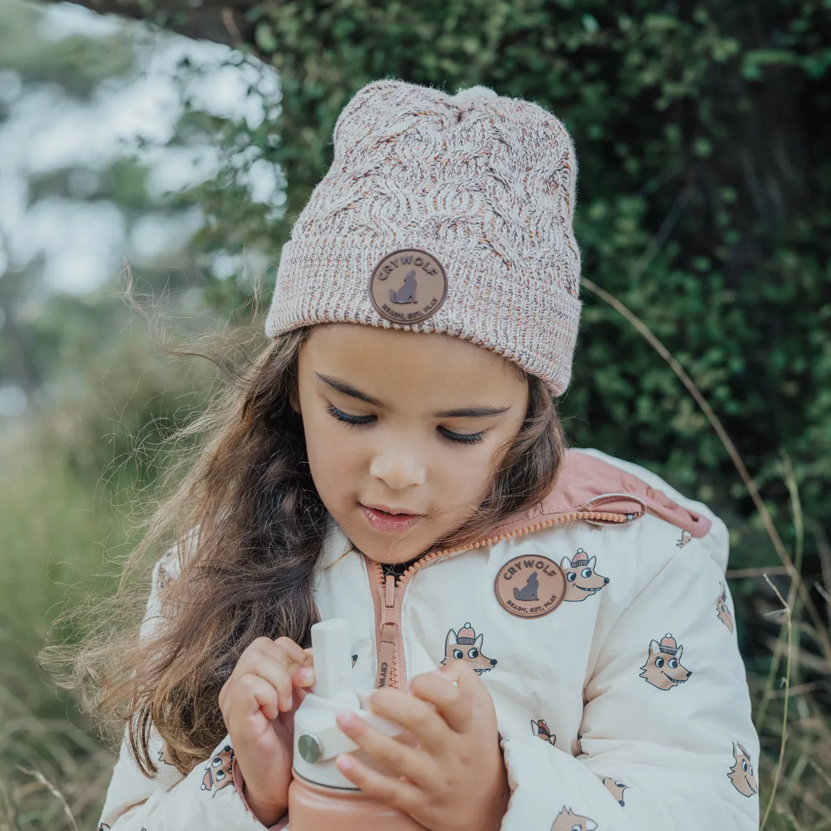 CRYWOLF POM POM BEANIE BLUSH SPECKLE