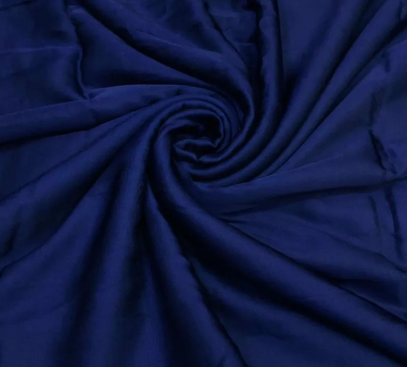 Dark Blue Plain Viscose Georgette Satin Fabric (Wholesale)