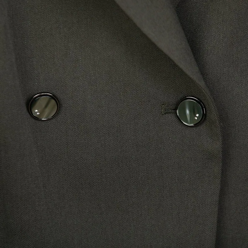 Dark Green Notch Lapel Relaxed Suit Blazer