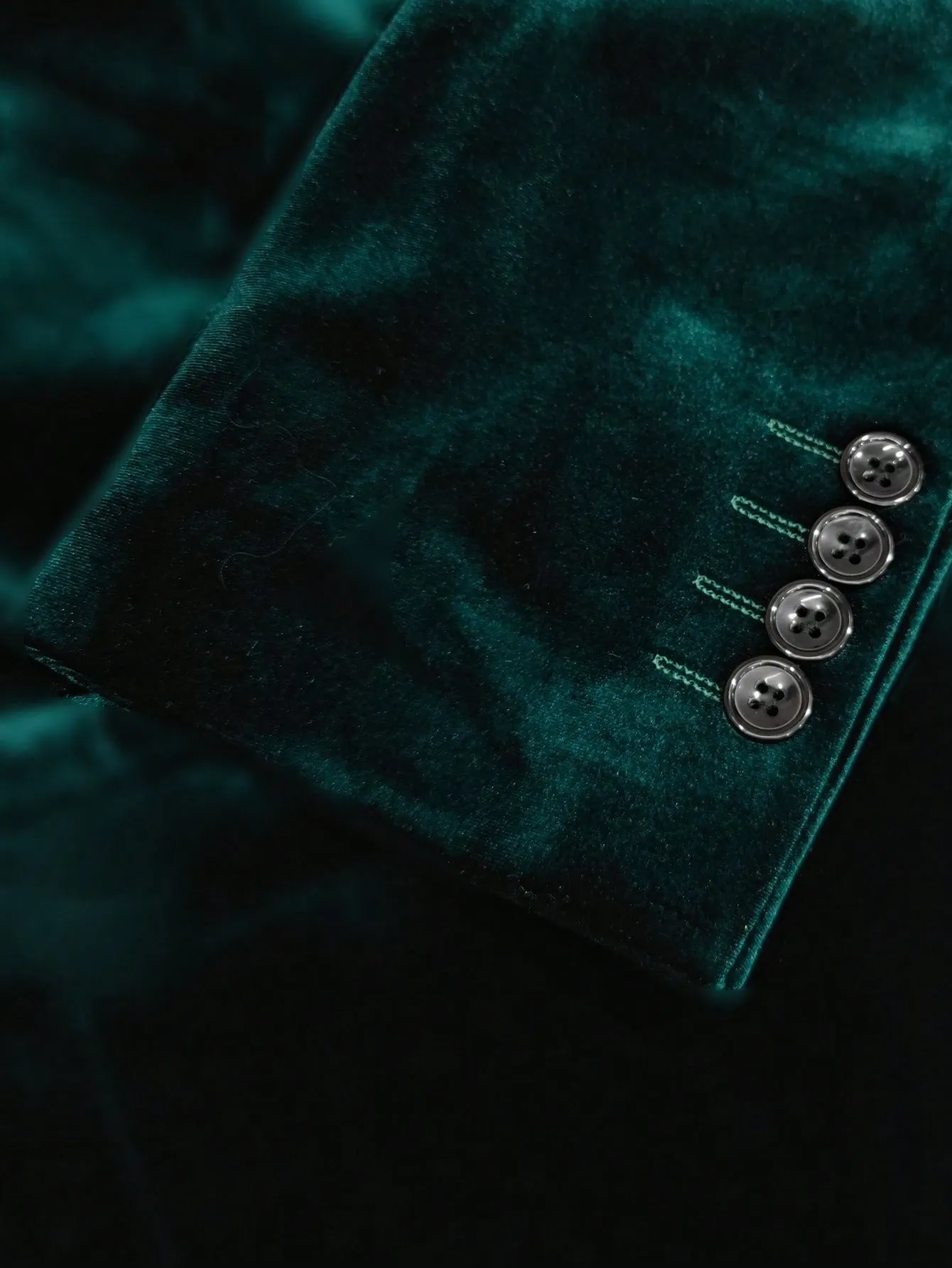 Dark Green Single Breasted Button Fron Blazer