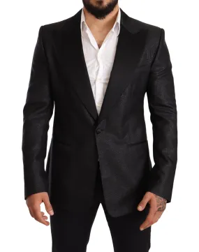 Dolce & Gabbana Black Metallic Slim Jacket Tuxedo Blazer