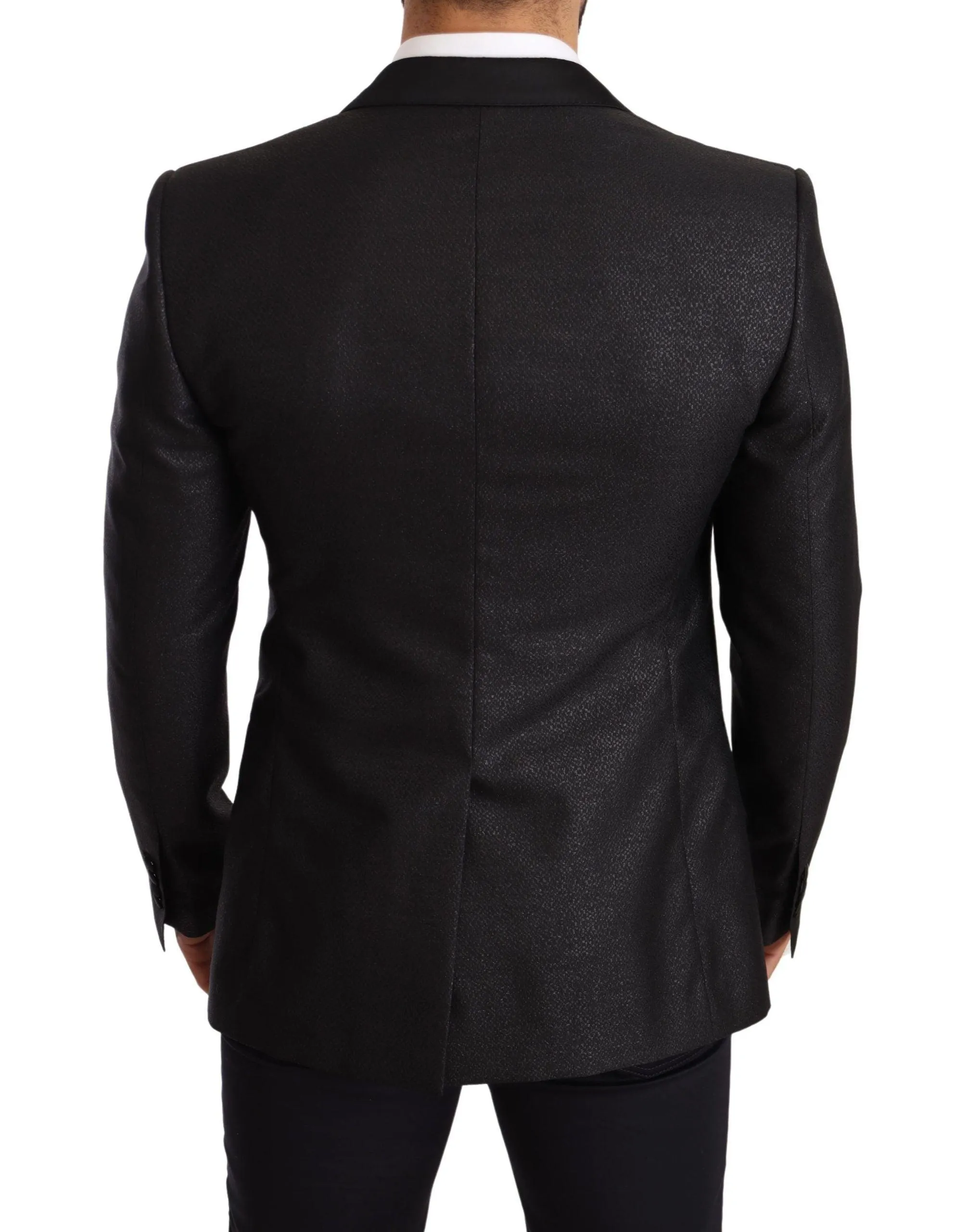 Dolce & Gabbana Black Metallic Slim Jacket Tuxedo Blazer