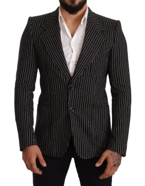 Dolce & Gabbana Elegant Black Striped Virgin Wool Blazer