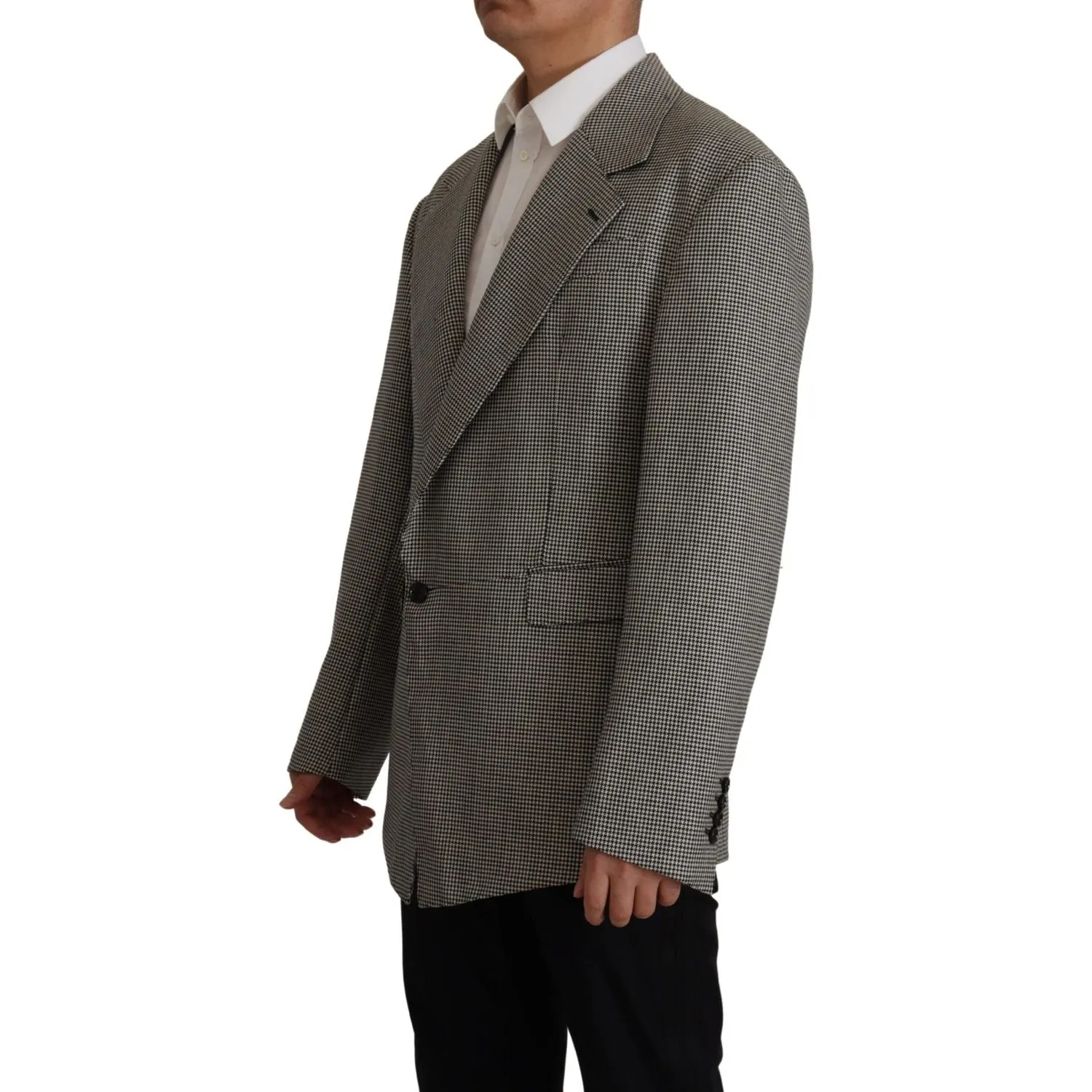 Dolce & Gabbana Elegant Gray Checkered Wool Blazer