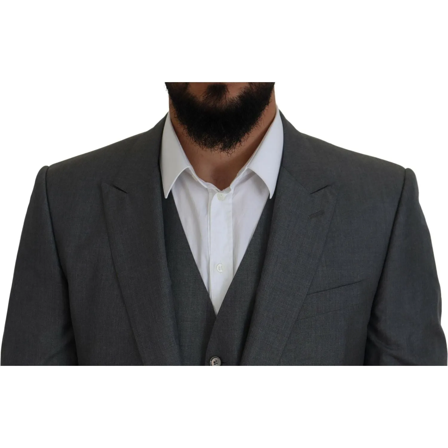 Dolce & Gabbana Sleek Silver Martini Slim Fit Three-Piece Suit