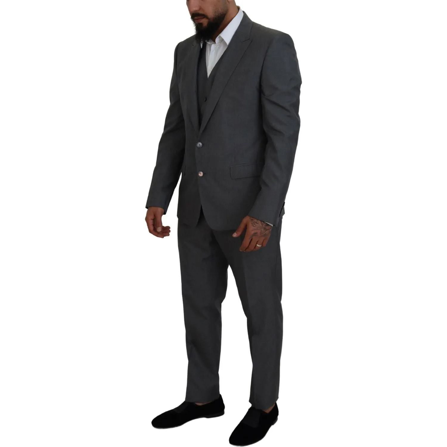 Dolce & Gabbana Sleek Silver Martini Slim Fit Three-Piece Suit