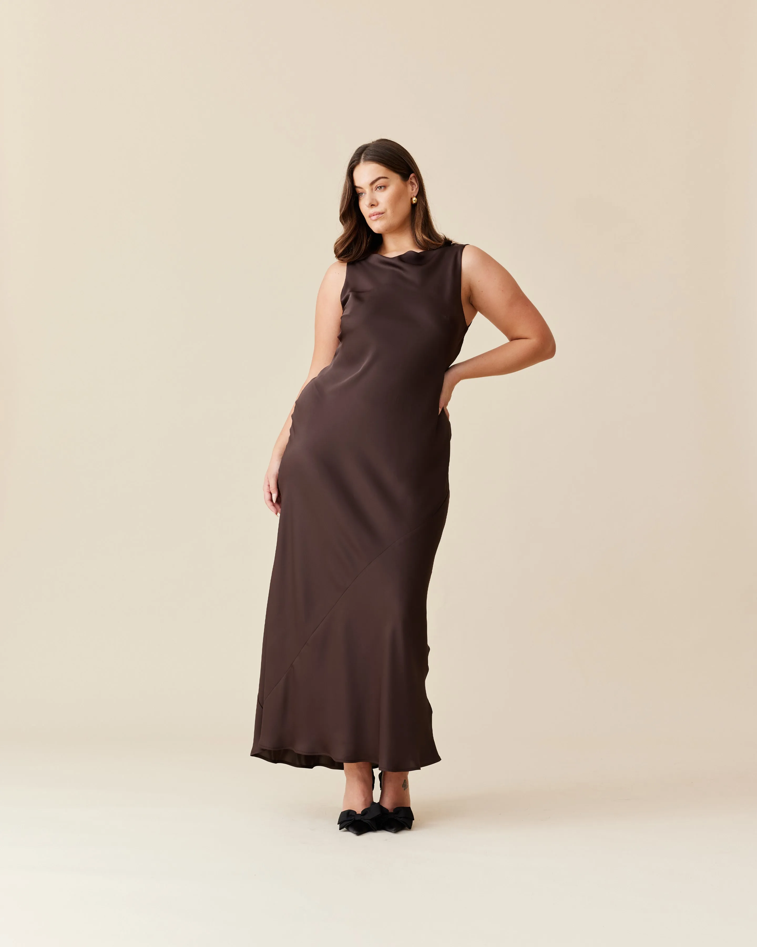 FIREBIRD COWL GOWN ESPRESSO