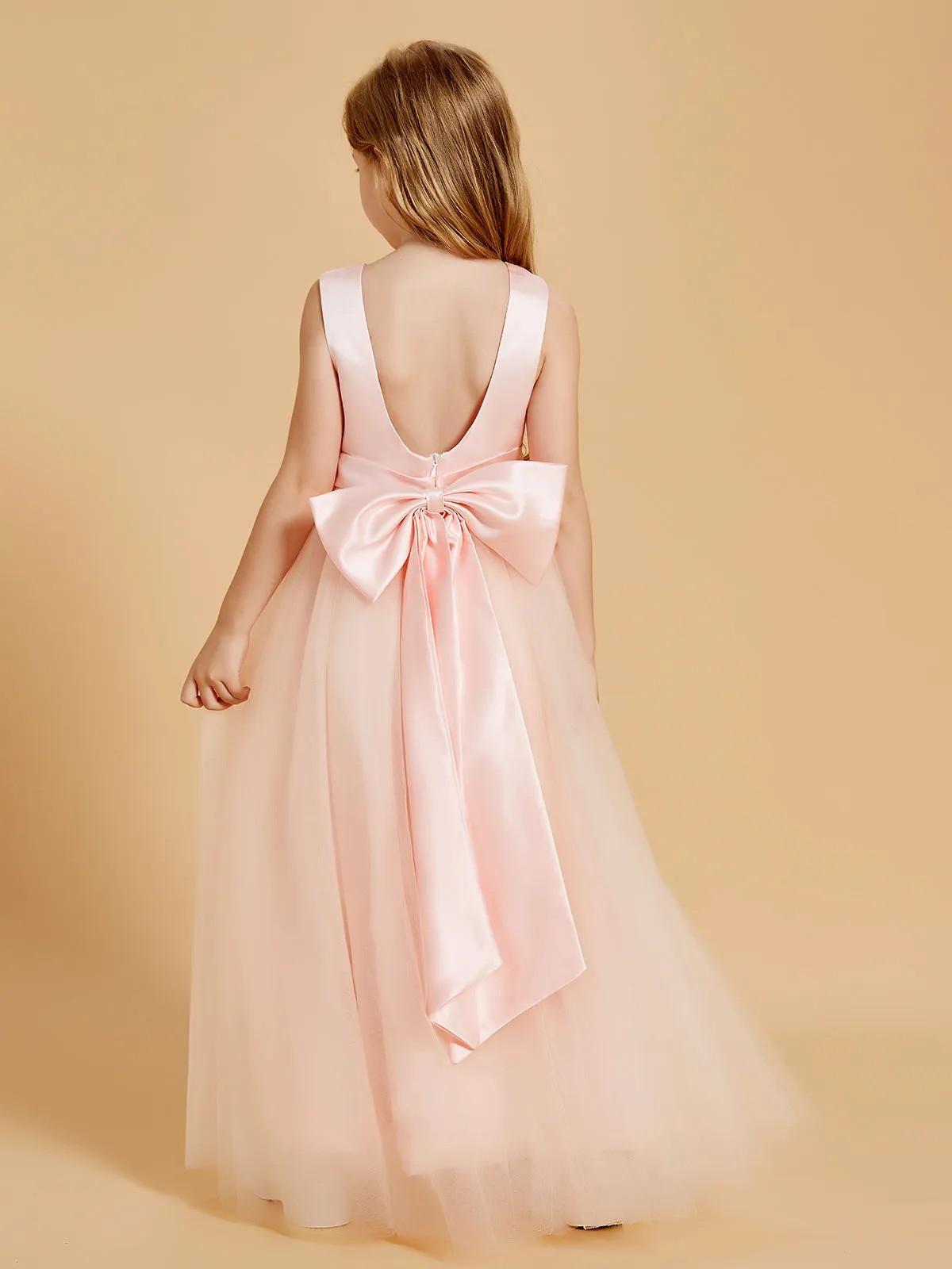 Floor Length Satin and Tulle Flower Girl Dresses for Timeless Elegance