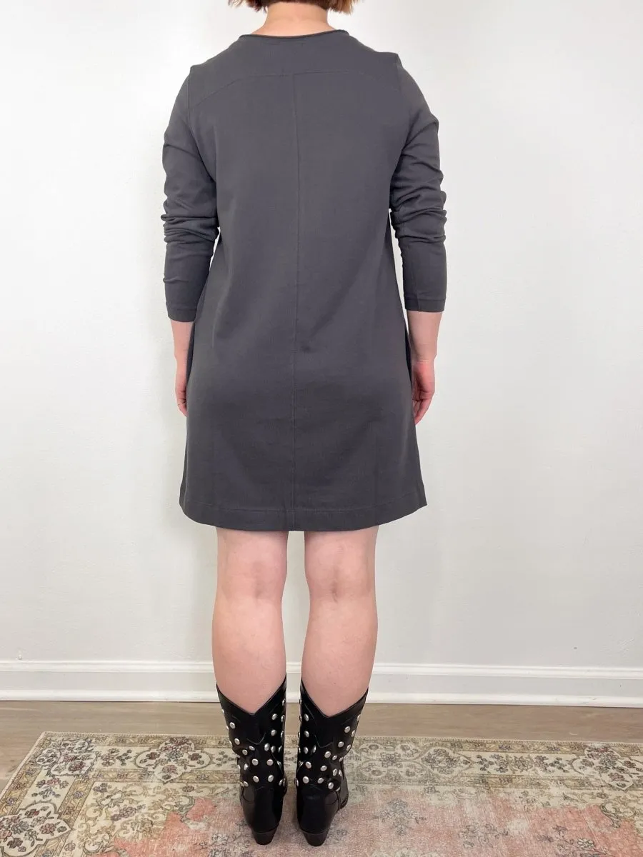 Front Seam Crewneck Dress in Iron