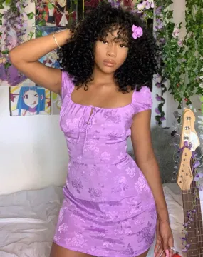 Gaval Mini Dress in Satin Rose Lilac