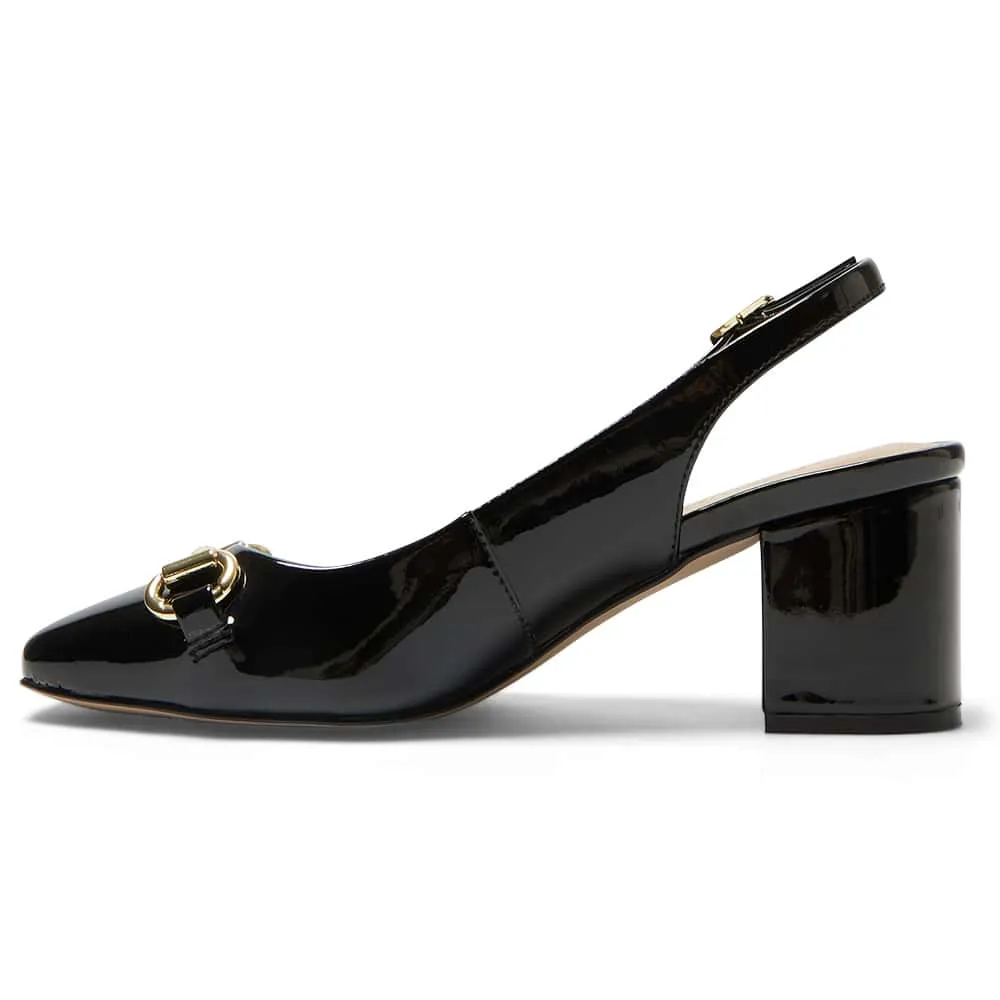 Goldie Heel in Black Patent