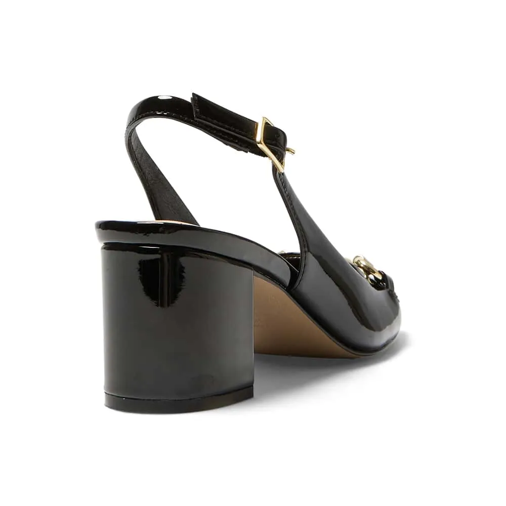 Goldie Heel in Black Patent