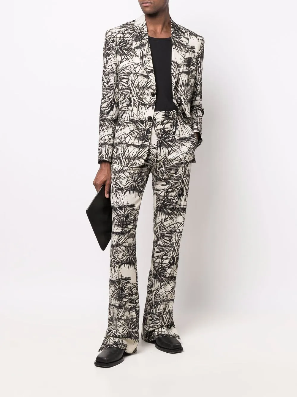 Graphic-Print Flared Trousers