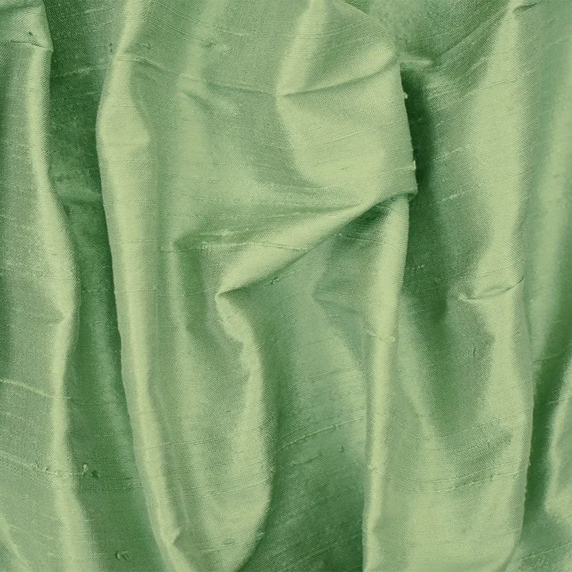 Green-Light Beige Silk Iridescent Dupioni Woven Fabric